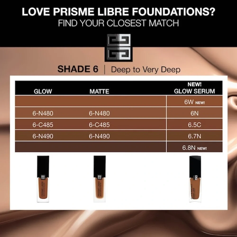 Givenchy Prisme‎ Libre Skin-Caring Glow Foundation 24H Hydration, 6-N480, NWOB